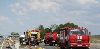 Пожар в бензовозе на трассе Киев-Харьков ликвидировали с помощью роботизированной системы